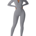 YEOREO Women Long Sleeve Workout Jumpsuit Zip Up Romper Bottom Pants Bodysuit Bodycon Sexy One Piece, Size XL