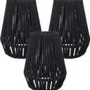boho lamp shades Black Rattan Pendant Light Shade,Coastal Handwoven Rattan Lamp Shade,Boho Hanging Lampshades Replacement for Kitchen Island Bedroom Living Room Hallway,3 Pack, 5.9 inches