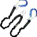AFP 6FT Double Leg Internal Shock Absorbing Safety Fall Protection Lanyard with Dual Aluminum Pelican Rebar & Steel Snap Hook |Heavy-Duty Webbing | OSHA & ANSI Rated (Aluminum)