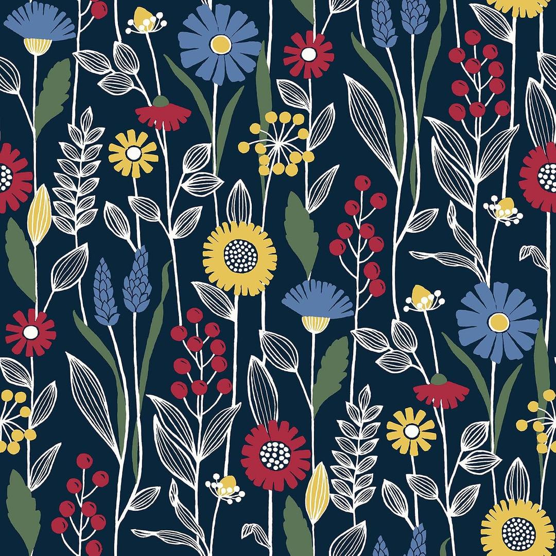 NuWallpaper NUS4045 Jane Peel & Stick Wallpaper, Navy
