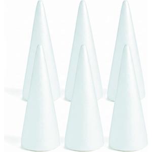 Fun Express Large White Foam Cones 12 Inch - Premium Styrofoam Craft Foam Shapes for DIY Christmas Trees, Centerpieces & Decorations | Set of 6 Polystyrene Cones for Arts and Crafts Projects