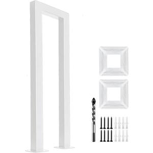 3FT White Sturdy Non-Slip U-Shaped Safety Guardrail, Equipped with Decorative Cover, Retro Industrial Iron Handrail, Stylish & Safe Grab Bars, for Indoor and Outdoor Steps