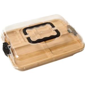 Charcuterie Board with Lid Bamboo Charcuterie Boards with Clear Lid & Handles 6 Compartments Serving Tray for Kitchen Food Snack.