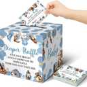 Teling 51 Pieces Diaper Raffle Tickets with Card Box Baby Shower Decorations Baby Shower Holder Box for Girl Boy Diaper Raffle Party(A Small Cowboy is on the Way), 19 x 19 x 19 cm , 12 x 8 cm
