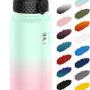 Fanhaw 20 oz Insulated Stainless Steel Water Bottle with Straw Lid, Leakproof & Anti-Dust Sports Bottle for Kids, Women & Men (Green Pink)