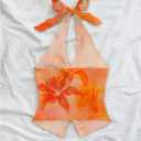 Milumia Women's Floral Print Twist Halter Tops Split Sleeveless Vacation Going Out Tank Top (Orange, S)