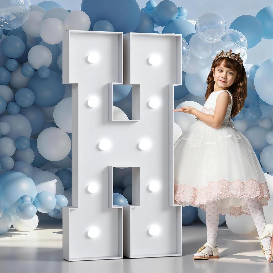 Marquee Letters 4 Feet Tall Large Light Up Letters Baby Shower Decorations Wedding Engagement Happy birthday White Party Decorations Marry Me Sign Big Cardboard Backdrop H