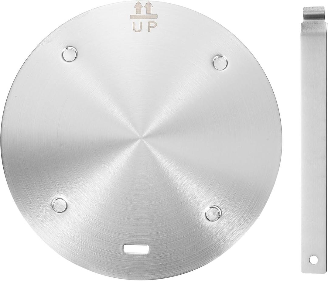 uxcell Heat Diffuser Plate for Gas Stove 8 Inch Round Heat Conduction Induction Adapter Plate with Removable Handle Cookware Protector for Cookware Heat Cooking Unfreeze, Silver Tone