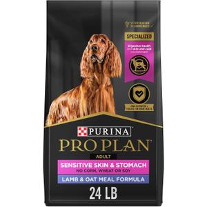 Purina Pro Plan Sensitive Skin and Sensitive Stomach Dog Food Lamb and Oat Meal Formula - 24 lb. Bag (24 Pound (Pack of 1)) BB 12/2026