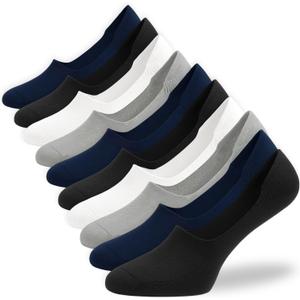 10 Pairs Unisex Athletic Cotton Non Slip Low Cut Flat Liner No Show Socks