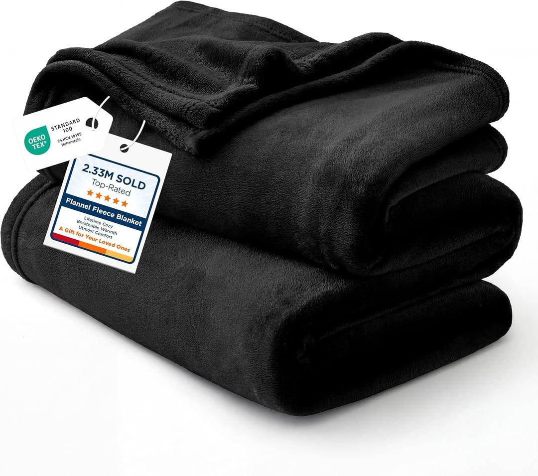 Bedsure GentleSoft Fleece Blankets Queen Size Black - Bed Blanket Soft Lightweight Plush Fuzzy Cozy Luxury Microfiber, 90x90 inches