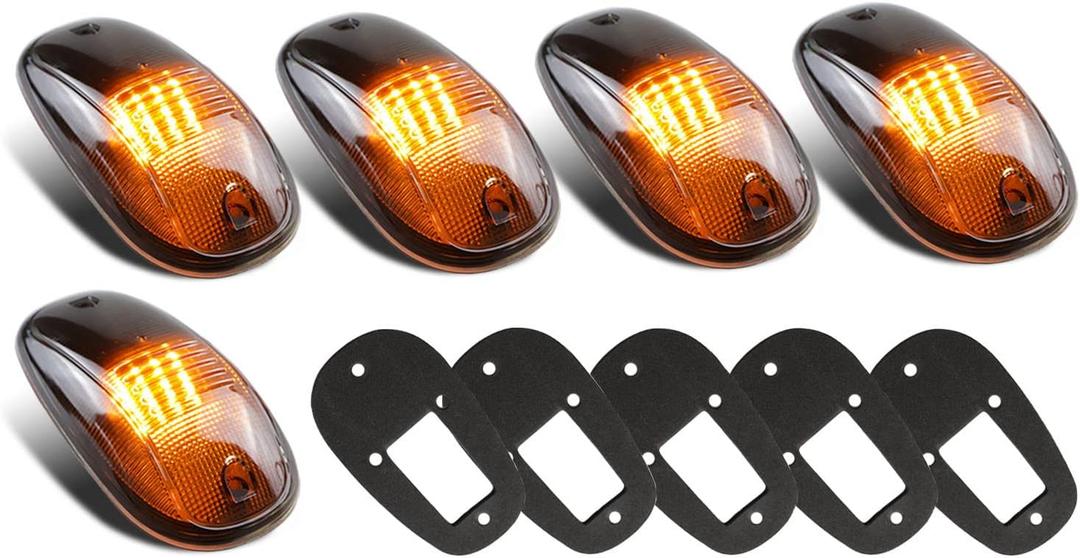 Tresound Cab Roof Marker Lights for 2003-2016 Dodge Ram 1500 2500 3500 Top Light Roof Running Lamp (Smoked Lens with 16 Amber LEDs)