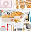 Aliggbent 38Pcs Sourdough Bread Baking Supplies, 10'' Round & Oval Banneton Bread Proofing Baskets with 24 oz Sourdough Starter Jar Kit, Digital Scale, Bags & Bread Making Tools Kit for Artisan Baking