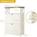 DWVO Shoe Cabinet Entryway, White Shoe Storage Cabinet with 2 Flip Drawers, Free Standing Hidden Narrow Shoe Rack Shoe Storage Organizer for Entryway/Hallway/Closet, White