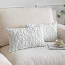 Christmas Snowflake Decorative Throw Pillow Covers Set of 2 Packs, Soft Fluffy Pillowcases for Home Dcor, Boho Pillow Covers for Couch Bedroom(White-Snowflake, 12"x20")