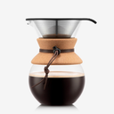 Bodum 34oz Pour Over Coffee Maker, HighHeat Borosilicate Glass with Reusable Stainless Steel Filter and Cork Grip  Made in Portugal
