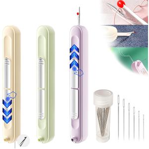 2 in 1 Needle Threader Seam RipperUpgraded Retractable Needle Threader and Seam Ripper Tool,Suitable for Hand Sewing Knitting Craft Sewing Supplies Needle Threader(3PCS+Needle)