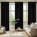 MIULEE Black Blackout Curtains for Bedroom Living Room 84 Inches Long 2 Panels, Thermal Insulated Room Darkening Drapes Grommet Noise Reducing Light Blocking Window Treatments 50x84 Inch