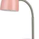 Eye-Caring Table Lamp of Simple Designs Home E26 Led Screw Basic Metal Desk Lamp with Flexible Gooseneck Hose Neck Study Lamp for Bedroom Office Living Room Convenient On/Off Switch (Pink)