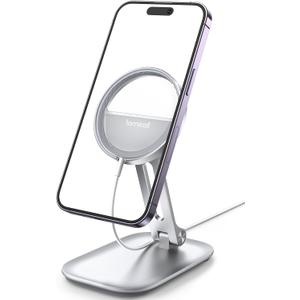 Lamicall Phone Stand for Apple 15W MagSafe Charger - Dual Hinge Collapsible Adjustable Charging Holder Dock for Desk Nightstand, Fit for Airpods, iPhone 17/16/15/14 Series[Only Stand]