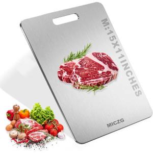 Titanium Kitchen Cutting Board - 304 Food Grade Stainless Steel Cutting Boards for Kitchen- for Cutting Meat, Fruit, Vegetables, Outdoor or Indoor 15" X 11" (1, M)