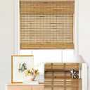 LazBlinds No Tools No Drill Cordless Bamboo Roman Shades, Light Filtering Window Treatment, Roll Up Bamboo Blinds for Window 30'' W x 64'' H, Dali Native