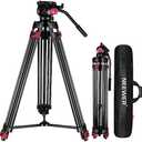 NEEWER 79"/200cm Video Tripod, Heavy Duty Aluminum Alloy Camera Tripod Stand with 360° Fluid Drag Head, QR Plate Compatible with Canon Nikon Sony and Other DSLR Camera Camcorder, Load Up to 17.6lb/8kg