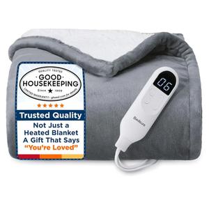 Bedsure Heated Blanket Throw Blanket - Fast Heating Electric Blanket, Soft Flannel Heated Throw with 4 Time Settings, 6 Heating Settings, Warm Gifts for Grandma & Grandpa & Seniors (50"x60", Grey)