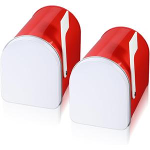 Tandefio 2 Pcs 5'' x 3'' Tinplate Mailbox Toy Valentines Mini Tin Small Decorative Mailbox DIY Craft Gift for Boys and Girls Greeting Card Exchange Christmas Prize Supply(Red)