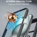 Miracase Glass Series for iPhone 15 Case [Compatible with MagSafe] Full-Body Magnetic Bumper Case with Built-in 9H Tempered Glass Anti-Fingerprint Screen Protector + Camera Lens Protector, Black