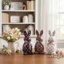 Amyhill 3 Pcs 3D Easter Bunny Decorations Resin Rustic Farmhouse Rabbit Table Centerpiece Vintage Easter Bunny Tiered Tray Decor Tabletop Freestanding Gifts for Spring Party Gifts
