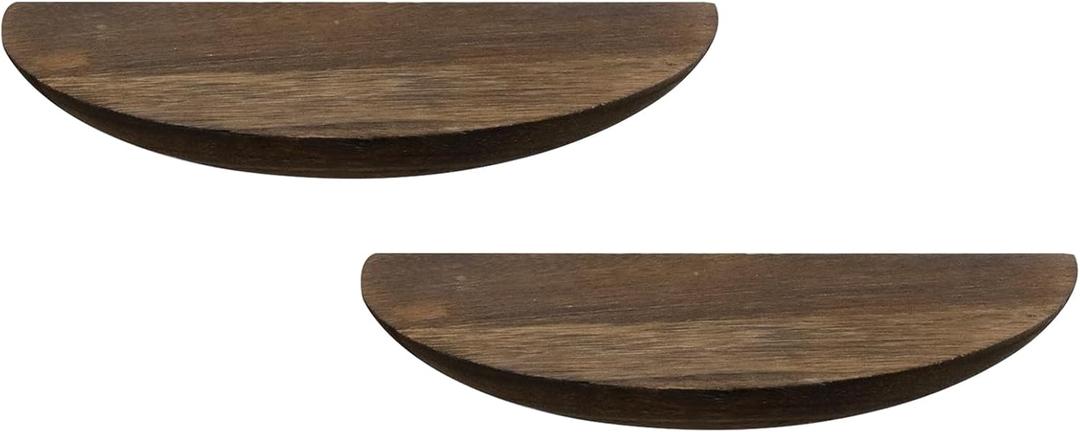 2 Pack Floating Shelves,Half Round Wood Wall Mounted Shelves for Bedroom Living Room Bathroom Kitchen Office and Plants Wall Decor,Brown