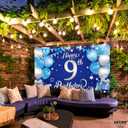KatchOn, Blue Happy 9th Birthday Decorations Banner - XtraLarge 72x44 Inch | 9th Birthday Decorations for Boys, Girls | Happy Bday Decor | Bday Backdrop Banner for Blue Party Decor