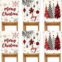 Buryeah 6 Pcs Christmas Chair Back Covers 6 Styles Removable Washable Stretch Dining Room Slip Covers Parson Chair Protector for Christmas Decorations Home Party 23.6'' x 19.7''(Watercolor Plaid)