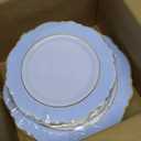 Ciselure 60PCS Blue Plastic Plates, Disposable Elegant Party Plate with Gold Rim, Heavy Duty 30 Dinner and 30 Dessert Fancy Plates for Party and Wedding