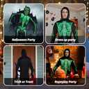 Adult Skeleton Costume Glow in the Dark Skeleton Jumpsuit with Hooded Cosplay Halloween Costumes (Black, XL)