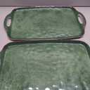 TP Large Serving Trays with Handles, 19" x 12" Melamine Serving Platters for Food, Turkey, Set of 2 Rectangular Trays for Party, Retro Green