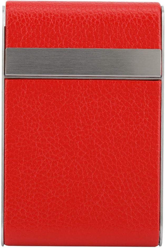 Cigarette Case Cigarette Case Hold 20 Cigarettes Stainless Steel Smoker Women Cigarettes Case (Black) (Red)