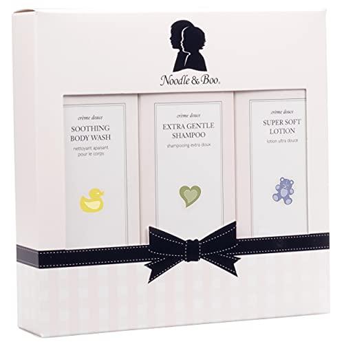 Noodle & Boo Starter Set, Newborn Baby Gift; Super Soft Baby Lotion and Newborn 2-in-1 Hair & Body Wash, 8 Oz of each, Navy/Pink