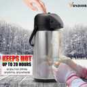 Coffee Carafe for Keeping Hot - 102oz/3L Airpot Coffee Dispenser with Pump - Insulated Stainless Steel Hot Beverage Dispenser for Parties - Thermal Carafe for Hot Drinks Water Tea Chocolate