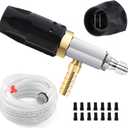 FIXFANS Adjustable Pressure Washer Long Range Nozzle 2-2.5 GPM with 45 FT Braid Hose, Downstream Injector Power Washer Spray Nozzle Kit, External Chemical Injection, 1/4'' Quick Connect, 2000-3000PSI