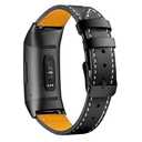 Mtozon Leather Bands Compatible with Fitbit Charge 4/Charge 3, Replacement Accessories Wristband Straps for Women Men, Black