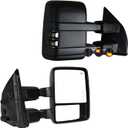 AERDM New Towing Mirrors Fit for 1999-2016 Ford F250 F350 F450 F550 Super Duty with Smoked Turn Signal Light Side Mirrors Power Adjustable Heated glass Pair Set Black LH RH, Standard