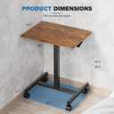 DUMOS Mobile Rolling Desk with Wheels Adjustable Height, 19 inch