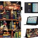 Case for Fire HD 8 Tablet (8th/7th/6th Generation, 2018/2017/2016 Release), Premium PU Leather Folio Stand Cover Protective Case with Auto Sleep Wake, Bookshelf Cat