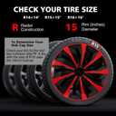 15" Red Wheel Rim Cover Hubcaps Replacement R15 Hub Caps Snap On Universal Wheel Rim Cover ABS Exterior Accessories for Car Trunk SUV Set of 4