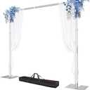 Pipe and Drape Backdrop Stand, 10x10ft Heavy Duty Adjustable Backdrop Frame with Metal Base, Background Holder for Parties Photography Wedding Photoshoot Decoration (Silver)