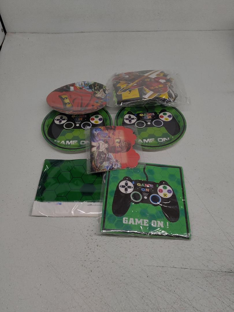 Video Games Party Tableware Supplies Set Including 20 pcs Plates, Table Cover and 20 pcs Napkins, Video Games Theme Party Baby Shower Birthday Decorations