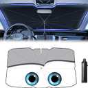 Windshield Sun Shade 2025 Car Accessories 100% Blackout Car Front Windsow Shades Umbrella Automotive Sun Visor Block Heat Insulation Protection (Gry Eyes) (Grey)