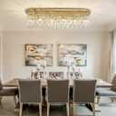 Siljoy 10-Light Modern Crystal Chandelier, Luxury Gold Oval K9 Crystal Raindrop Chandelier, Dimmable Flush Mount Crystal Ceiling Light for Living Dining Room Kitchen Island, L40'' x W11'' x H11''